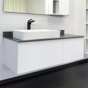 Тумба подвесная Comforty Милан 120 с графитовой столешницей с раковиной Comforty Белый глянцевый 00-00014697CF