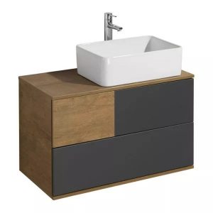 Тумба подвесная Aquaton Терра 85 с раковиной Mila Дуб Кантри / Антрацит 1A2472K1TEKA0