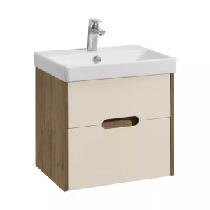 Тумба подвесная Aquaton Оливия 55 с раковиной Адриана Бежевый / Дуб Веллингтон 1A2542K0OLVG0