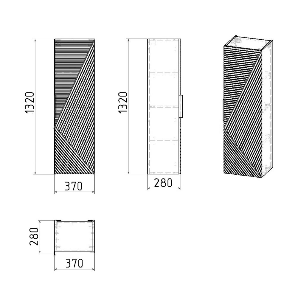 Пенал подвесной Grossman Блисс 37 Графит матовый 303546 Пенал подвесной Grossman Блисс 37 Графит матовый 303546 — изображение 5