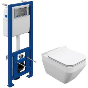 Инсталляция Cersanit Link Pro с унитазом Crea Square CO DPL EO slim Белый глянцевый 63997