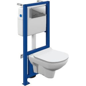 Инсталляция Cersanit Link Pro + унитаз City с кнопкой смыва Estetica Хром глянцевый 64121