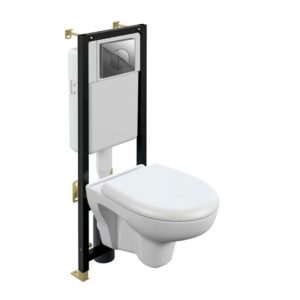 Инсталляция Cersanit Black с унитазом Nature и кнопкой смыва Leon Хром глянцевый 64230