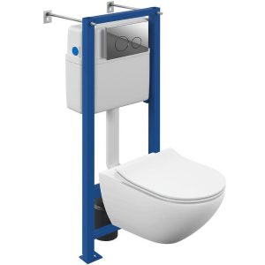 Инсталляция Cersanit Vector с унитазом Sreet Fusion Vortex DPL EO Slim и кнопкой смыва Twins Хром глянцевый 64578