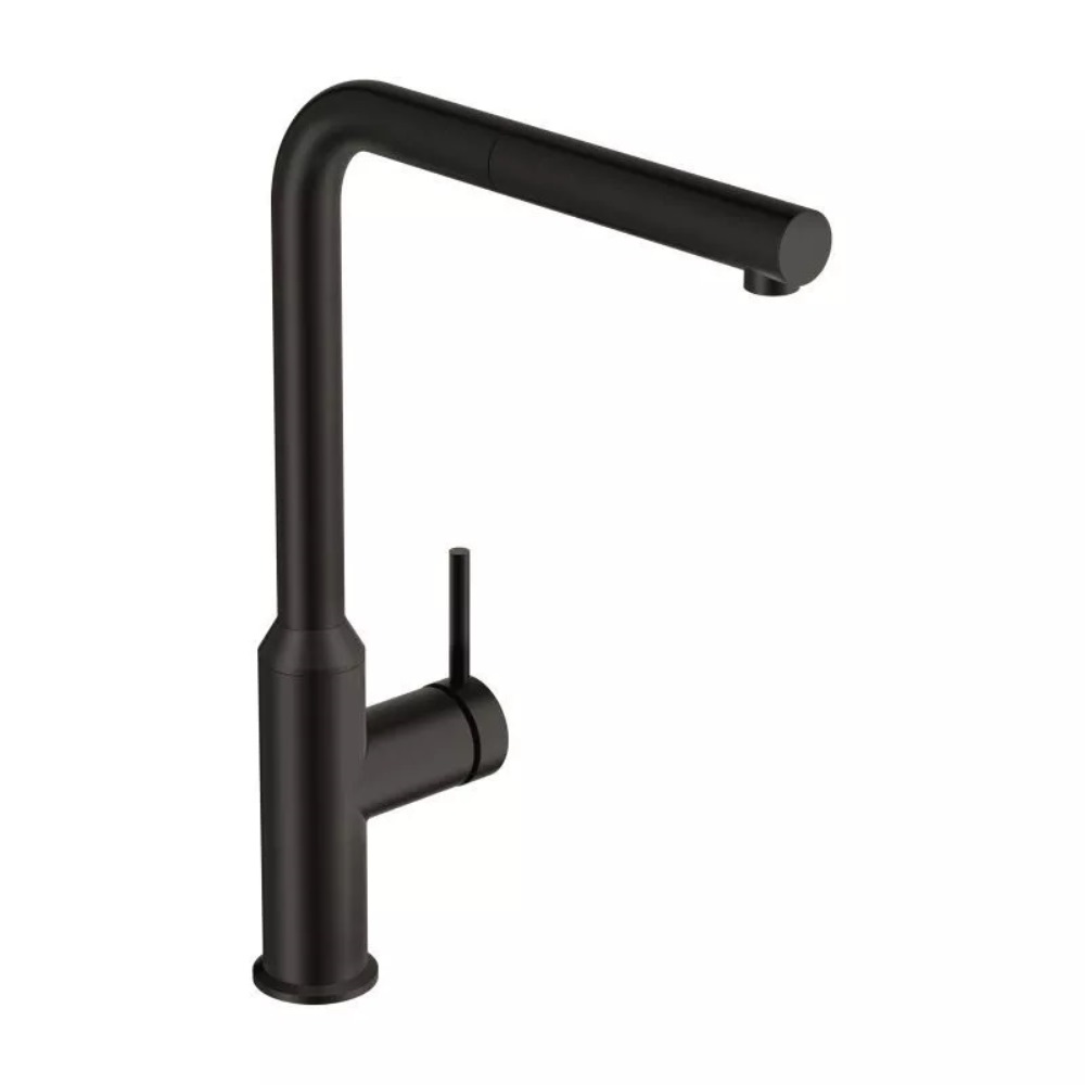 Смеситель для кухни Cersanit Flavis с выдвижным изливом Черный матовый 68247