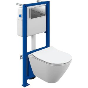 Инсталляция Cersanit Vector + унитаз City Smart с кнопкой смыва Twins Хром глянцевый 68306