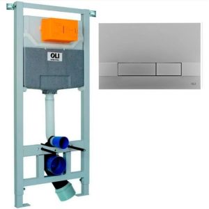 Инсталляция Oli Eco mechanic для скрытого монтажа унитаза с кнопкой Narrow OLIpure Хром матовый 773706