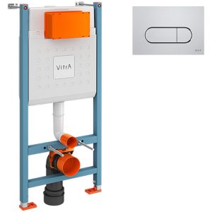 Инсталляция Vitra V-Fix Core для скрытого монтажа унитаза с клавишей смыва Root Round Хром глянцевый 800-1873