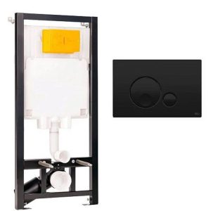 Инсталляция Oli Eco mechanic для скрытого монтажа унитаза с кнопкой Globe Черный матовый 886914GBO3