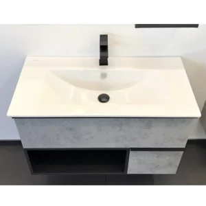 Тумба подвесная Comforty Франкфурт 91 + раковина Бетон светлый 00-00007342CF