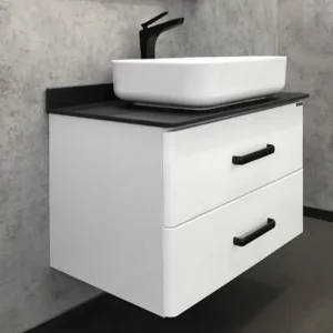 Тумба подвесная Comforty Амстердам 75 + раковина + черная матовая столешница Белый глянцевый 00-00004668CF Тумба подвесная Comforty Амстердам 75 + раковина + черная матовая столешница Белый глянцевый 00-00004668CF