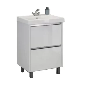 Тумба напольная Comforty Дублин 60 + раковина Белый глянец 00004137134CF