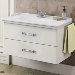 Тумба подвесная Comforty Неаполь 100 + раковина Белый глянцевый 4139025