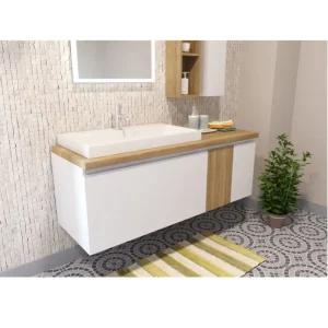 Тумба подвесная Эстет Malibu 140 с раковиной Белый / Сосна ФР-00007126