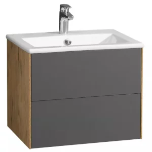Тумба подвесная с раковиной Aquaton Сохо 58,8х45,5 графит софт/дуб веллингтон 1A2580K1AJA00 Тумба подвесная с раковиной Aquaton Сохо 58,8х45,5 графит софт/дуб веллингтон 1A2580K1AJA00