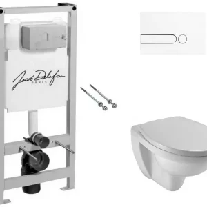 Инсталляция Jacob Delafon + унитаз Patio с сиденьем Soft Close + кнопка смыва белая