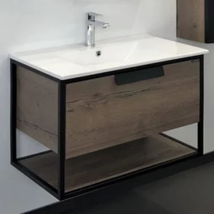 Тумба подвесная Comforty Бонн 75 + раковина Дуб темный 00-00006487CF