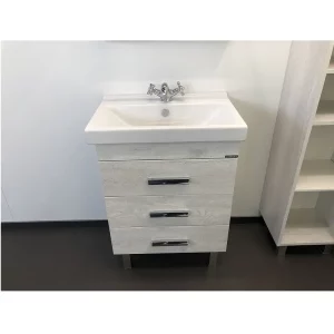 Тумба напольная Comforty Никосия 60 + раковина Дуб белый 4142203