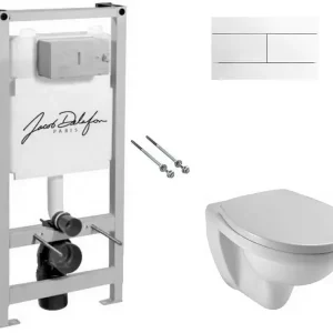 Инсталляция Jacob Delafon + унитаз Patio с сиденьем Soft Close + кнопка смыва белая