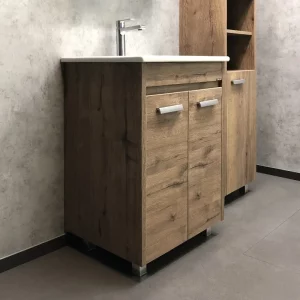 Тумба напольная Comforty Марио 61 + раковина Дуб темный 00-00004155