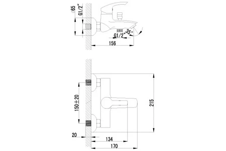 Смеситель для ванны Lemark Plus Strike LM1102C Смеситель для ванны Lemark Plus Strike LM1102C — изображение 2
