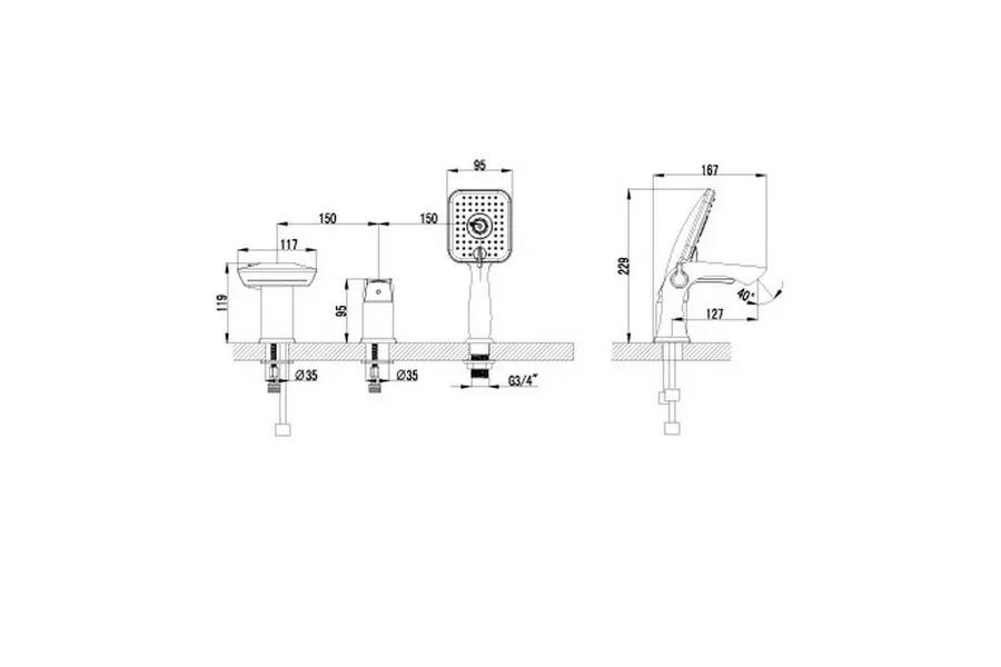 Смеситель на борт ванны Lemark Unit Хром LM4545C Смеситель на борт ванны Lemark Unit Хром LM4545C — изображение 2