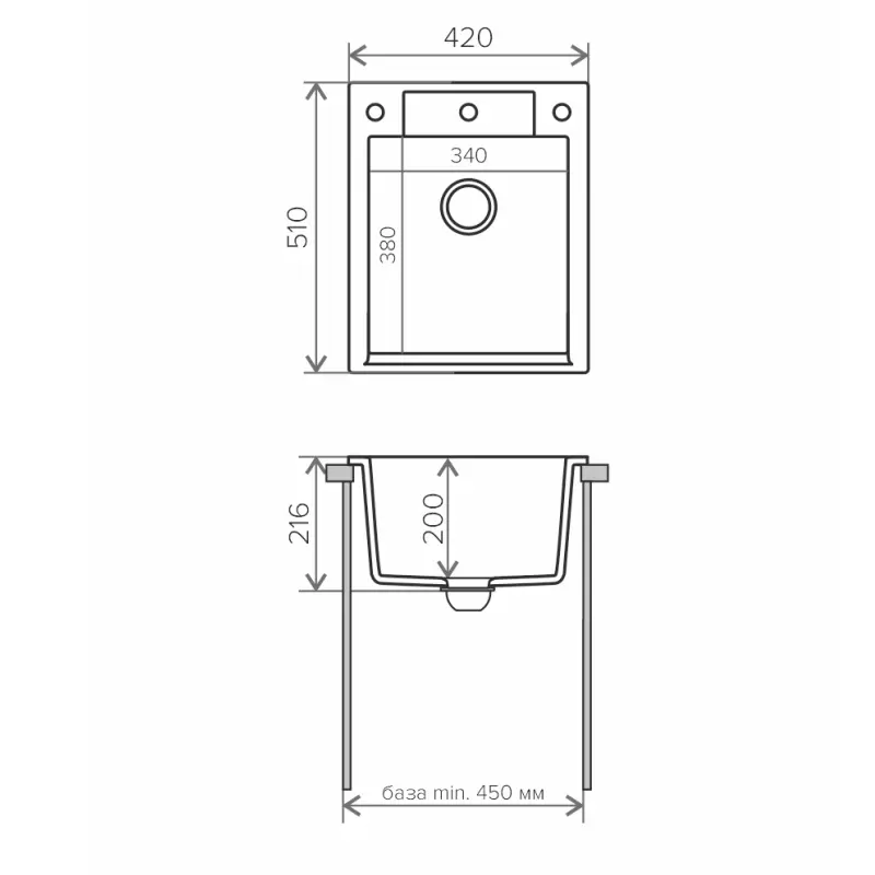 Мойка кухонная Polygran Argo 42 627314 Серый Мойка кухонная Polygran Argo 42 627314 Серый — изображение 3