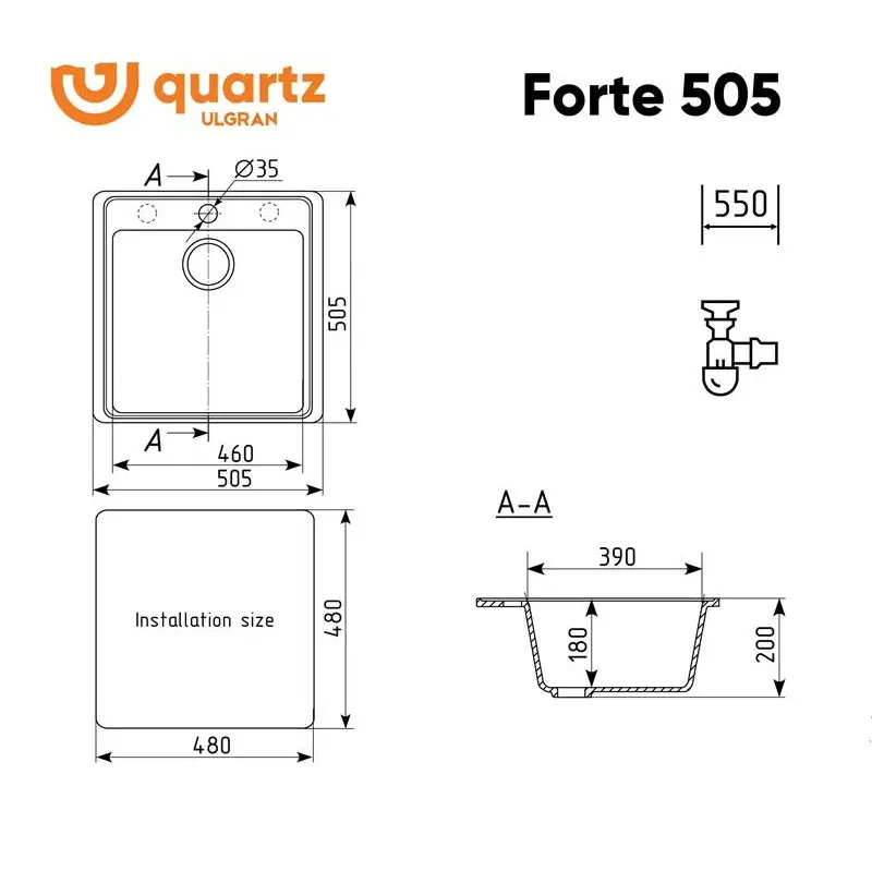 Мойка кухонная Ulgran Quartz Forte 505-08 Космос Мойка кухонная Ulgran Quartz Forte 505-08 Космос — изображение 2