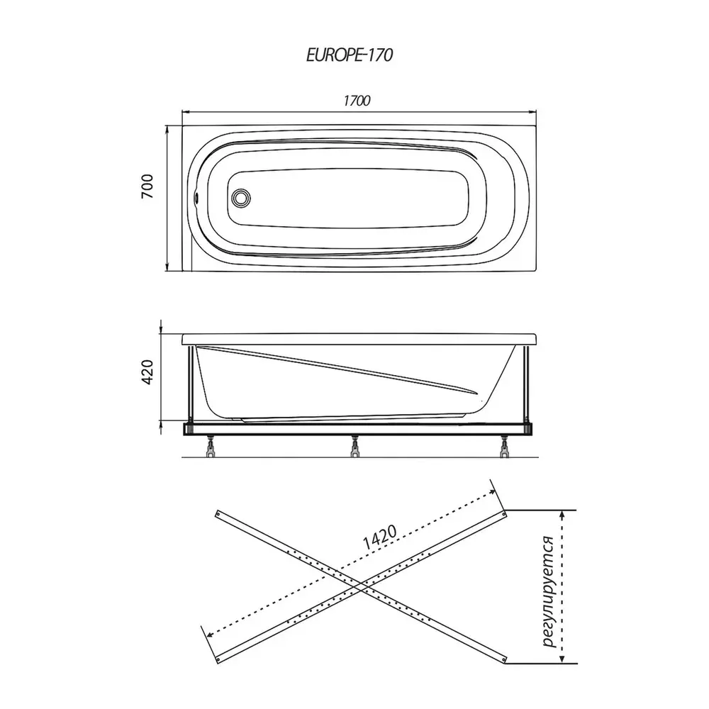 Ванна акриловая Triton Европа 170х70 Ванна акриловая Triton Европа 170х70 — изображение 3
