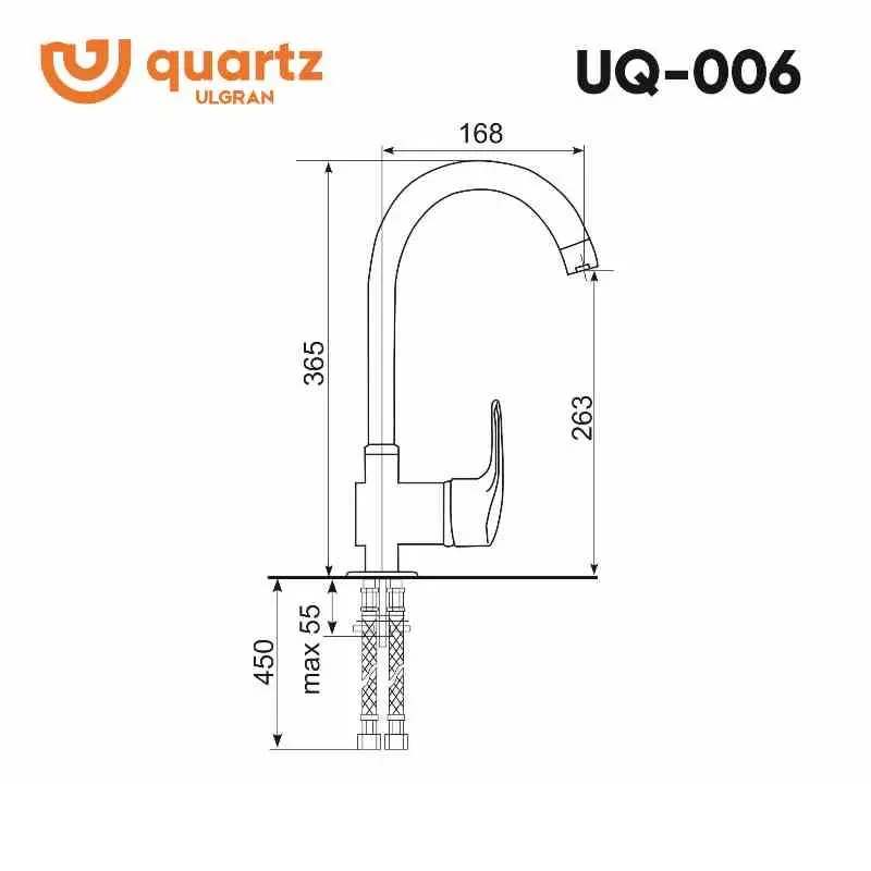 Смеситель для кухни Ulgran Quartz UQ-006-05 Бетон Смеситель для кухни Ulgran Quartz UQ-006-05 Бетон — изображение 2