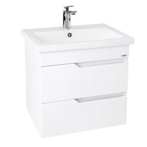 Тумба подвесная Viant Куба 60 с раковиной Como Белый VKUB60CO-T2YP