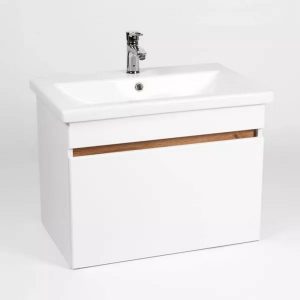 Тумба подвесная Viant Мальта 70 с раковиной Como Белый / Дуб Вотан VMAL70CO-T1YP