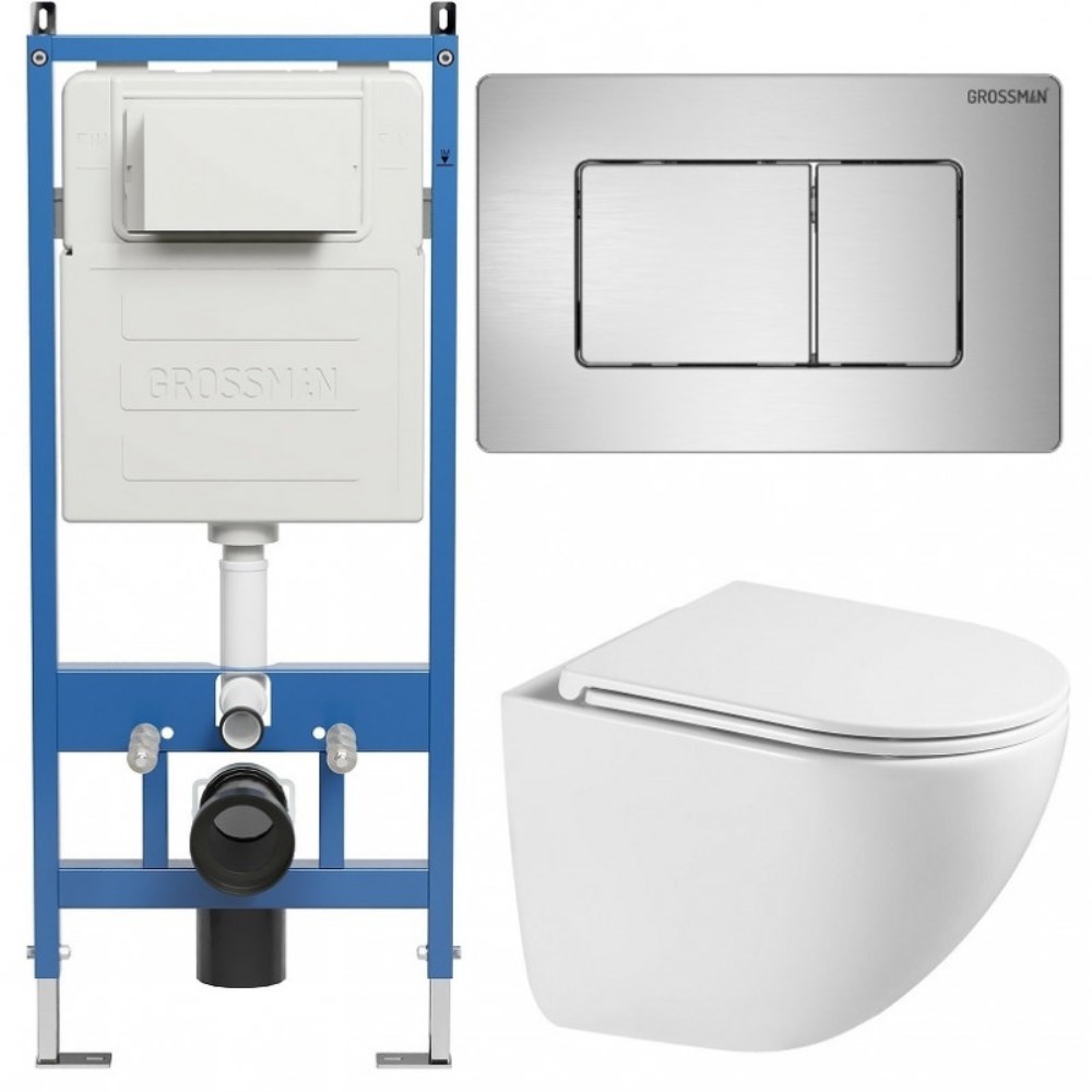 Инсталляция Grossman с унитазом GR-4455SQC и с клавишей смыва Classic Хром матовый 97.4455SQC.04.12M Инсталляция Grossman с унитазом GR-4455SQC и с клавишей смыва Classic Хром матовый 97.4455SQC.04.12M